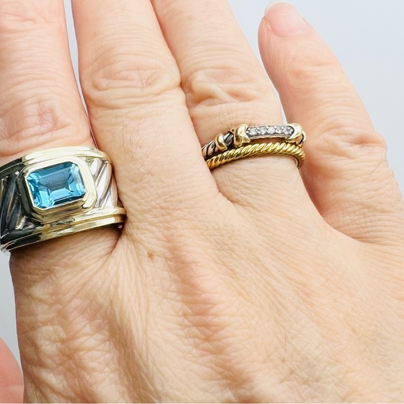 David Yurman Cigar Band Ring WithTopaz and Gold - Picture 8 of 9